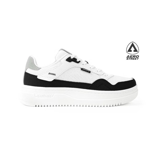 Aerostreet 37-44 Maximo Putih Hitam Abu Muda - Sepatu Sneakers Casual