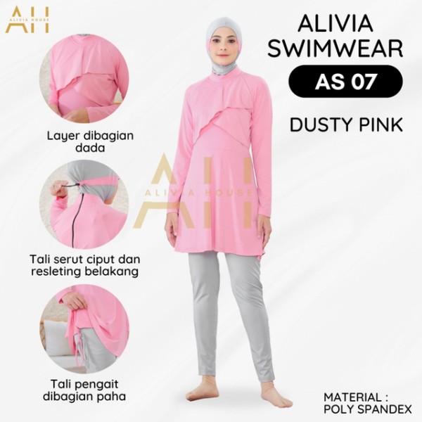 Alivia Baju Renang Muslimah AS07 Dusty Pink