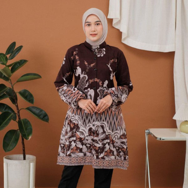 Atasan Batik Tunik Kerja Modern Motif Cunda by Kois Mahagony