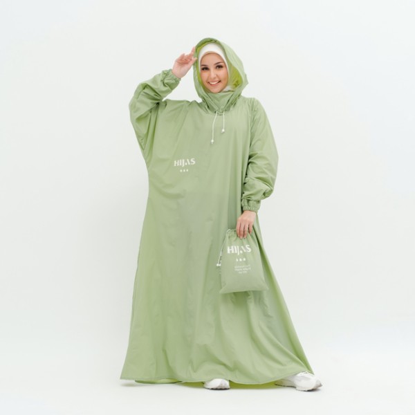 South Legend - Jas Hujan Wanita Gamis Muslimah Pastel Edition by Hijas Allsize Nonzipper Matcha