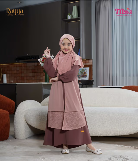 IVORY GAMIS ANAK ROSE BROWN P7