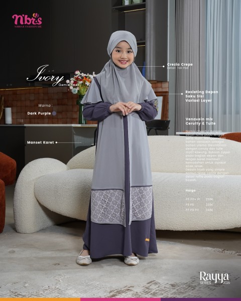 Ivory Gamis Anak Dark purple