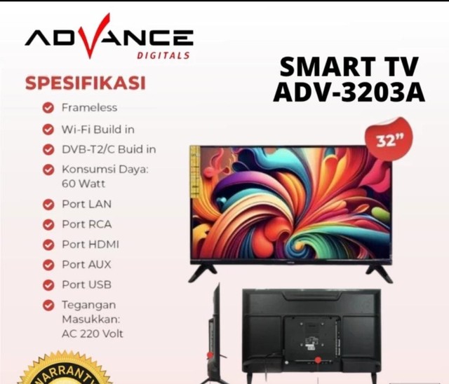 Rizki Electronics - Advance ADV-3202A Android TV Smart TV HD 32 INCH 32 INCH ADVANCE