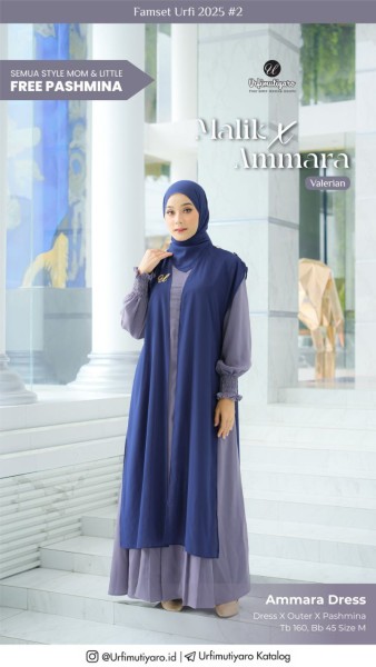 AMMARA DRESS SET OUTER VALERIAN (FREE PASHMINA)