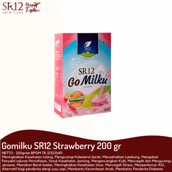 SR12 Gomilku Susu Kambing Etawa Dilengkapi Daun Kelor Madu Ikan Gabus 200 gr Strawberry