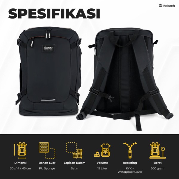 Thobach Ransel Backback Gordon Black Hitam