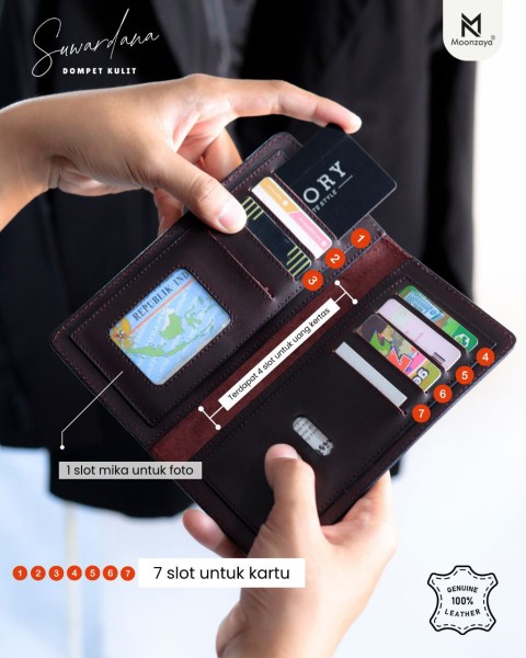 Moonzaya Dompet Swardana Unisex Brown Kulit asli