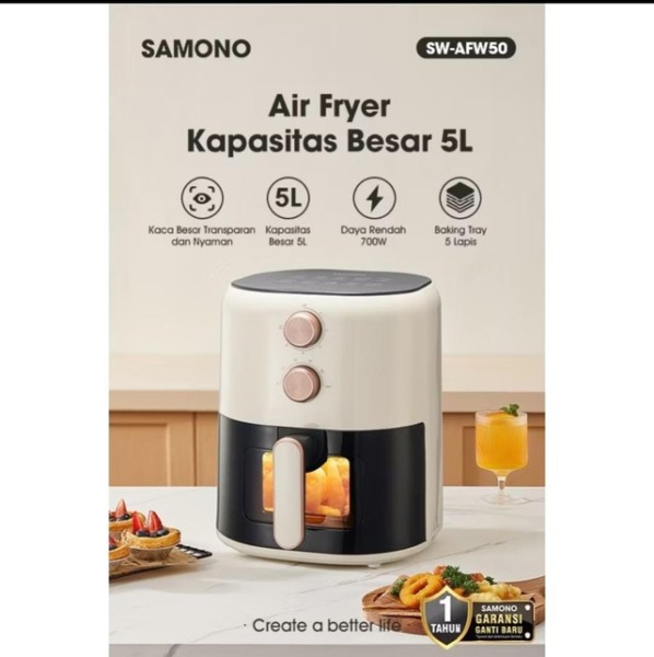 Rizki Electronics - SAMONO Aesthetic Transparan Air Fryer 5L 700W 5 liter transparant