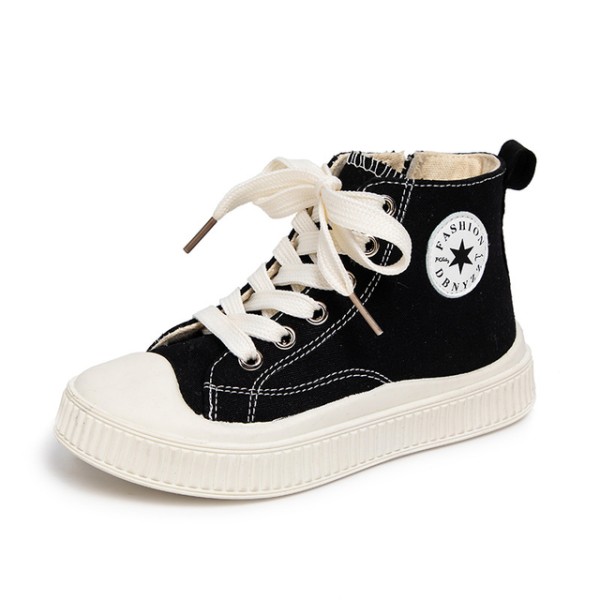 Meonky Sepatu anak laki-laki perempuan Sneakers Canvas Q36 Hitam