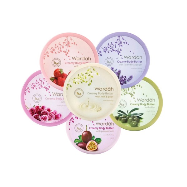 Wardah Cream Body Butter (Milk & Pearl, Olive, Rose, Strawberry)  150ml