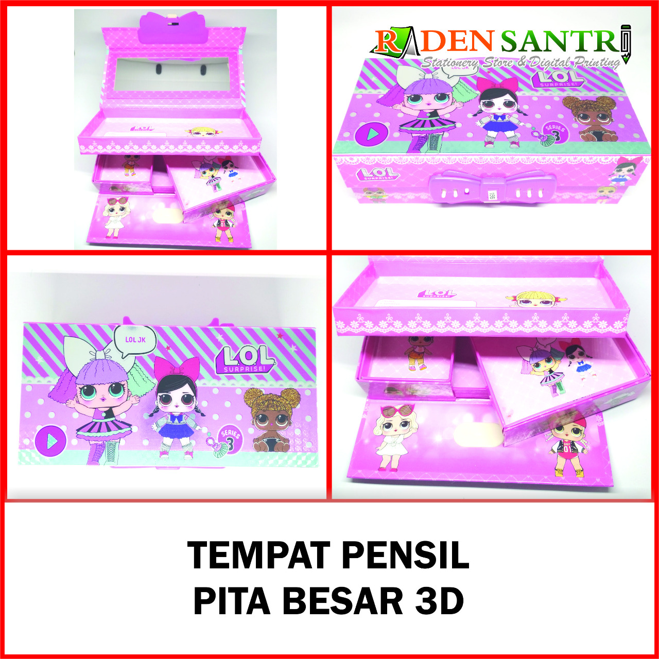 tempat pensil pita besar 3D