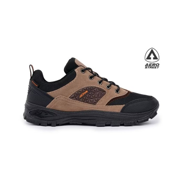 Aerostreet 40-43 Active Low Hitam Coklat Oranye - Sepatu Sneaker Boots