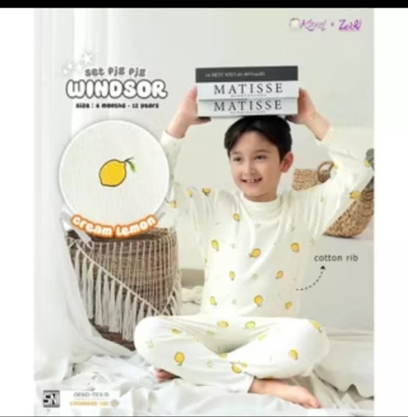 PIYAMA KAZEL ANAK CREAM LEMON