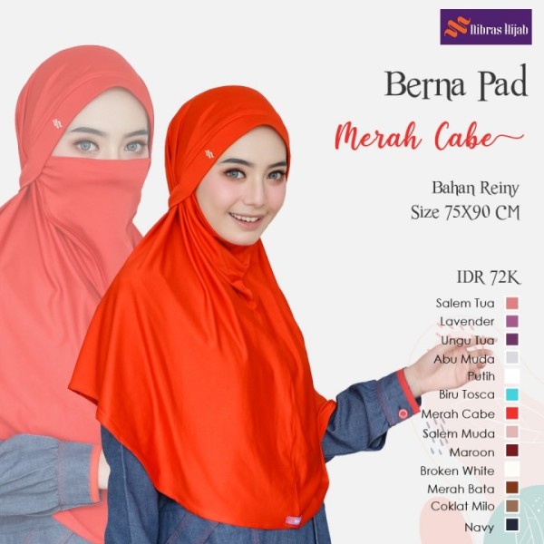 BERNA PAD JILBAB MERAH CABE