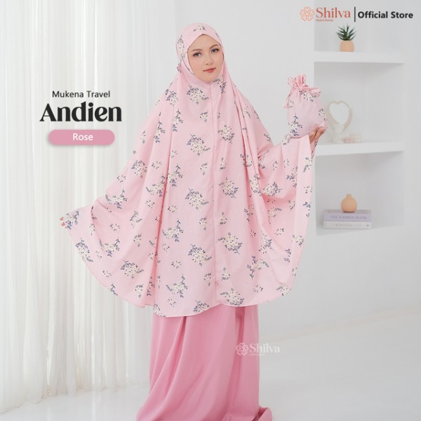 KhadijahLabel - Mukena Traveling Dewasa Terbaru 2 in 1 Resleting Katun Mikro Motif Andien All Size Rose